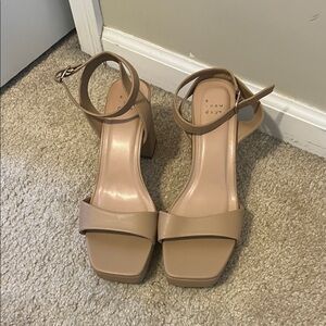 A New Day Women's Beige Block Heel Sandals